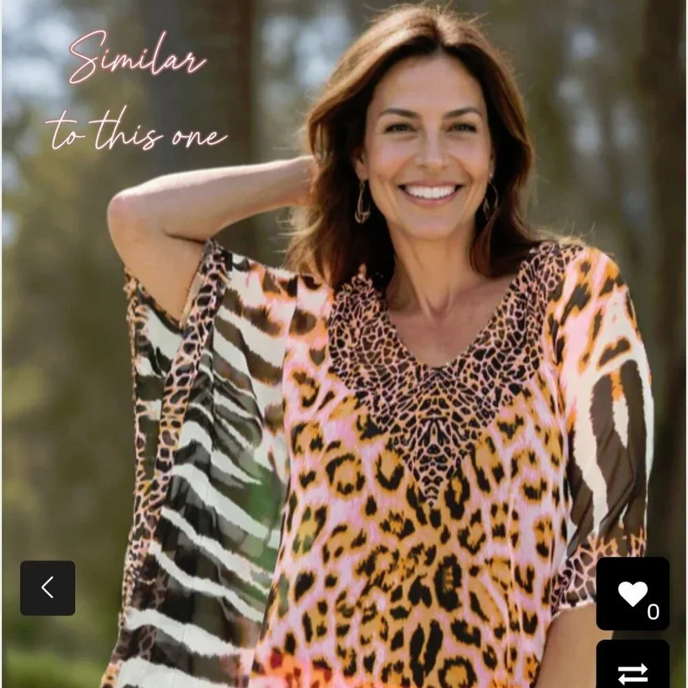 La Moda Animal Print Beaded Kaftan – O/S - Picture 4 of 8